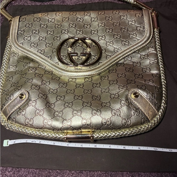 Gucci Britt Tassel Flap Bag Guccissima Metallic Gold w Tassel, dust bag and box - Picture 5 of 16